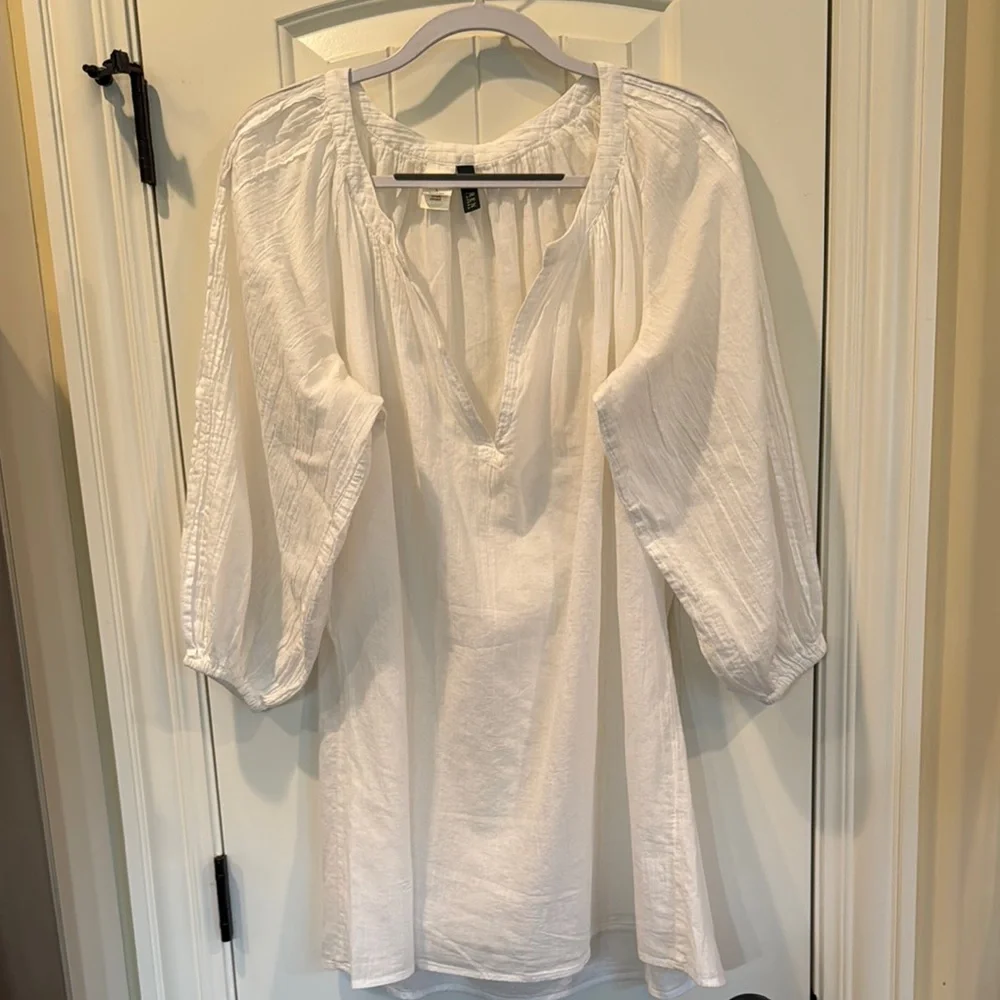 Ralph Lauren White Cotton Peasant Tunic Blouse Cover Up Size Large - Picture 10 of 12